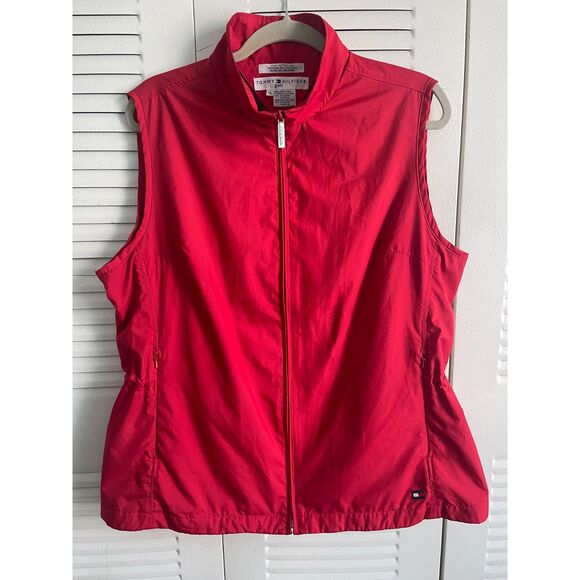 Tommy Hilfiger Women's Red Golf Vest Large Size Full Zip Sleeveless Outdoors - Picture 1 of 9